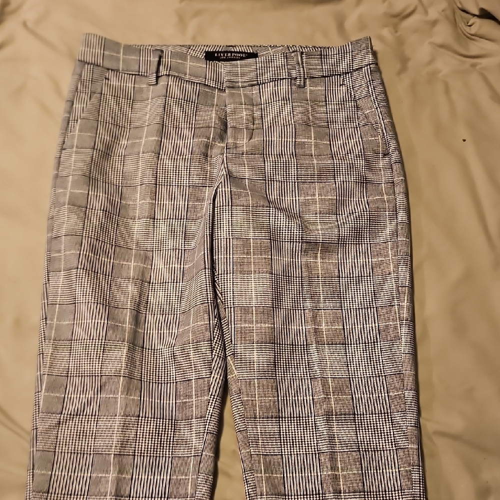 Liverpool Navy And White Plaid Dress Pants Classic Style